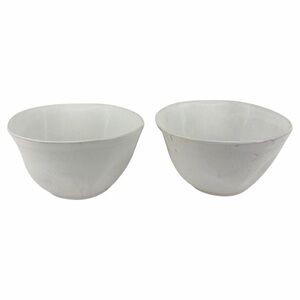 Crate & Barrel White Ceramic Bowl Set Minimalist Modern Serving Bowls Pair